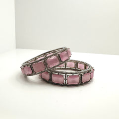 Pastel Pink Zircon Bangles