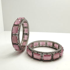 Pastel Pink Zircon Bangles