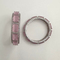 Pastel Pink Zircon Bangles