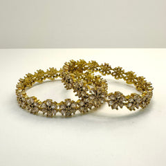 Gold Flower American Diamond Bangles
