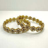 Gold Flower American Diamond Bangles