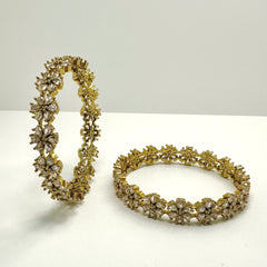 Gold Flower American Diamond Bangles