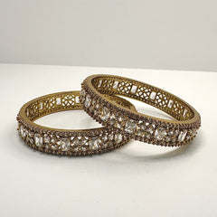 Serene Zircon Matte Shiny Gold Bangles