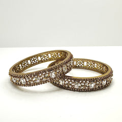 Serene Zircon Matte Shiny Gold Bangles