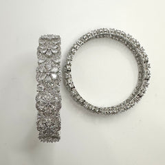 Fleur Zirconia Silver Bangles