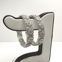 Fleur Zirconia Silver Bangles