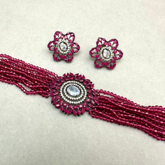 Maroon Choker Set