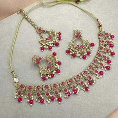 Pink Kundan Necklace Set