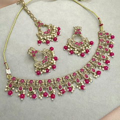 Pink Kundan Necklace Set