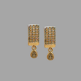 Rectangle Zircon Gold Earrings