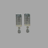 Rectangle Zircon Silver Earrings