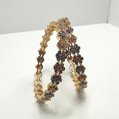 Rosey Zircon Gold Bangles