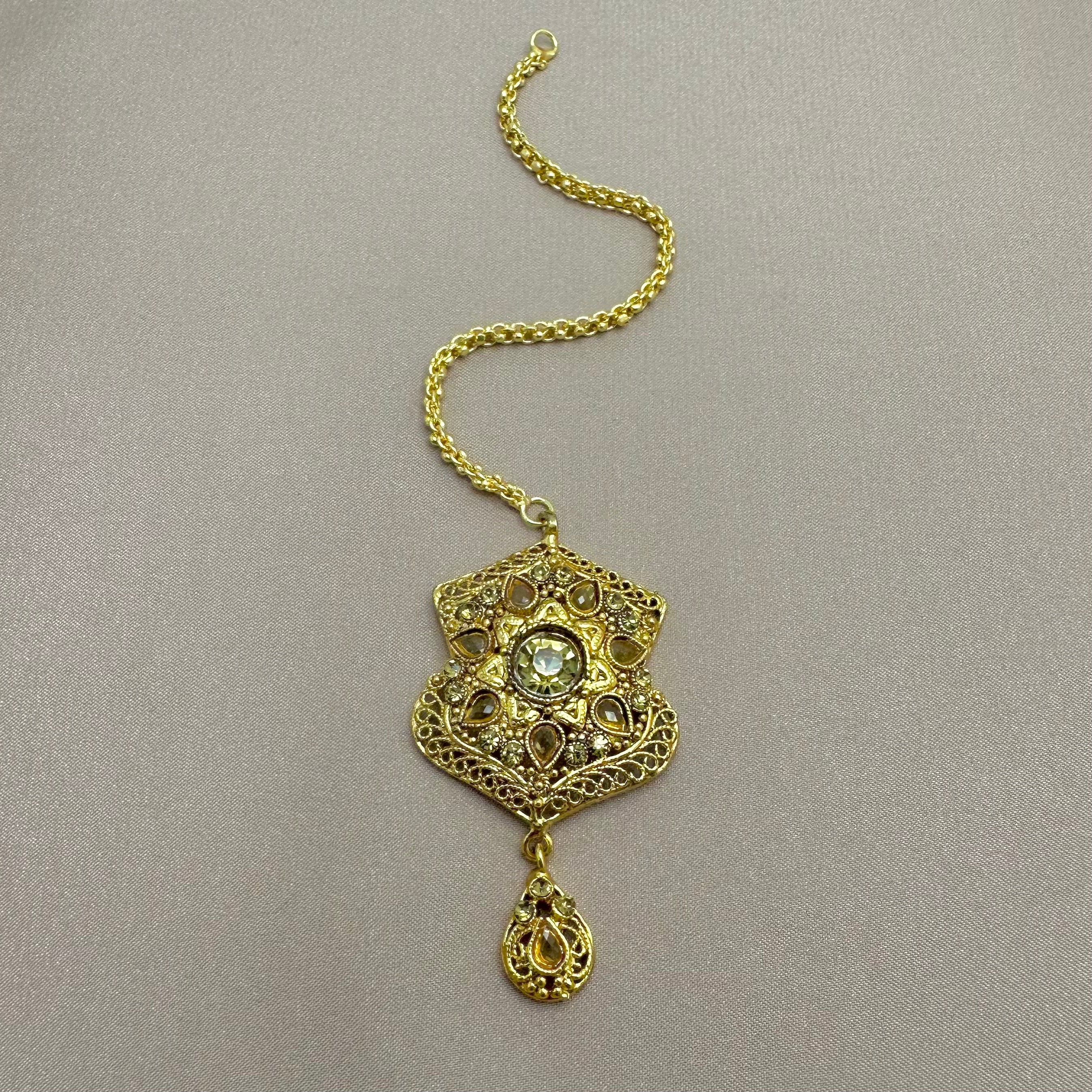 Nisa Kundan Yellow Crystal Tikka