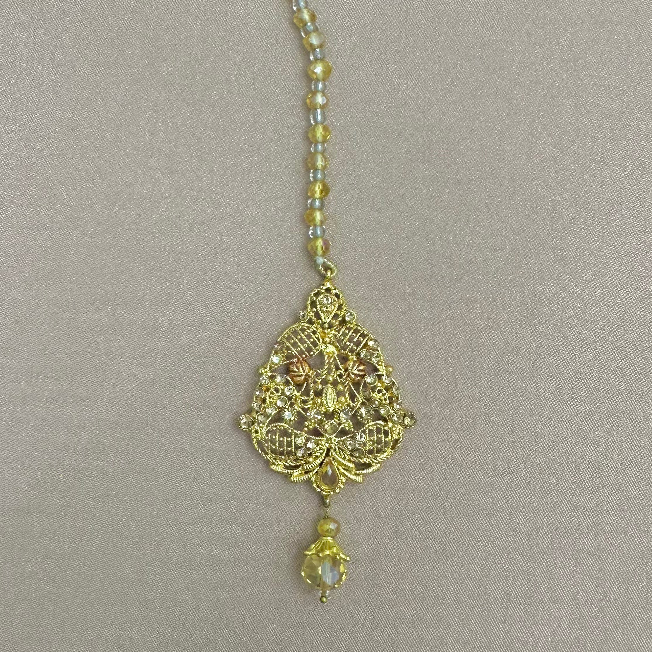 Kundan Yellow Bead Tikka