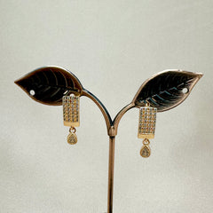 Rectangle Zircon Gold Earrings