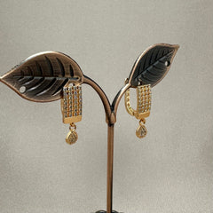 Rectangle Zircon Gold Earrings