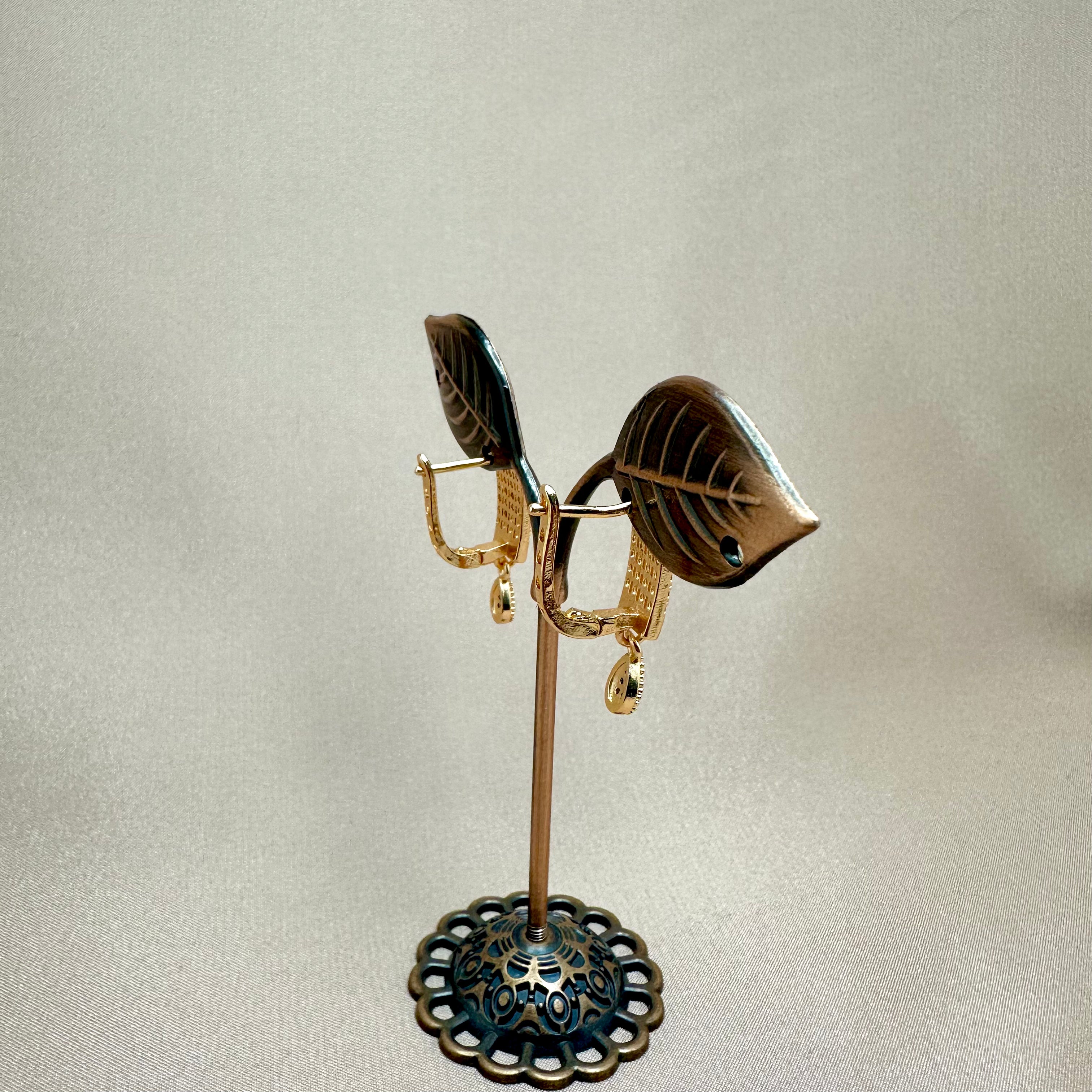 Rectangle Zircon Gold Earrings