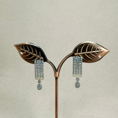 Rectangle Zircon Silver Earrings