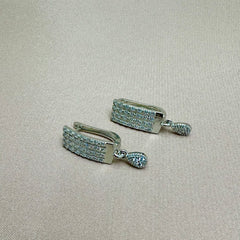 Rectangle Zircon Silver Earrings