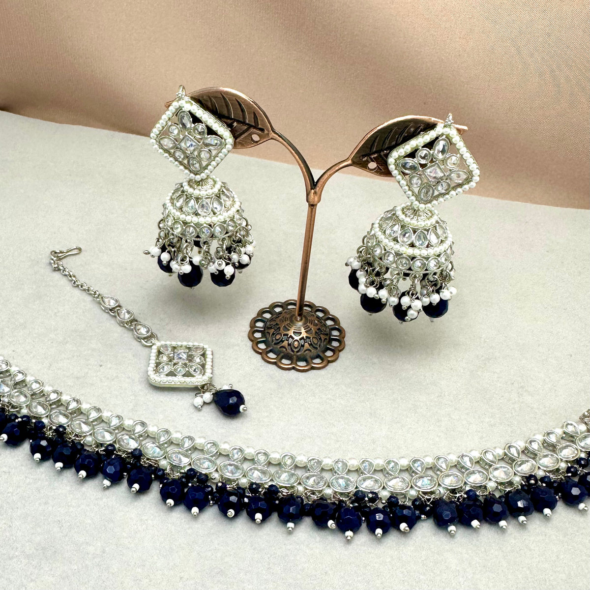 Amelia Dark Blue Choker Set