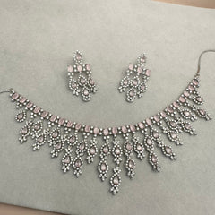 Squared Light Pink Necklace Set