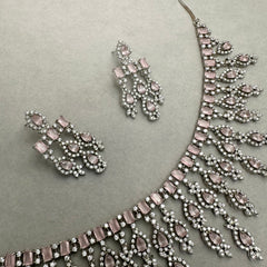 Squared Light Pink Necklace Set