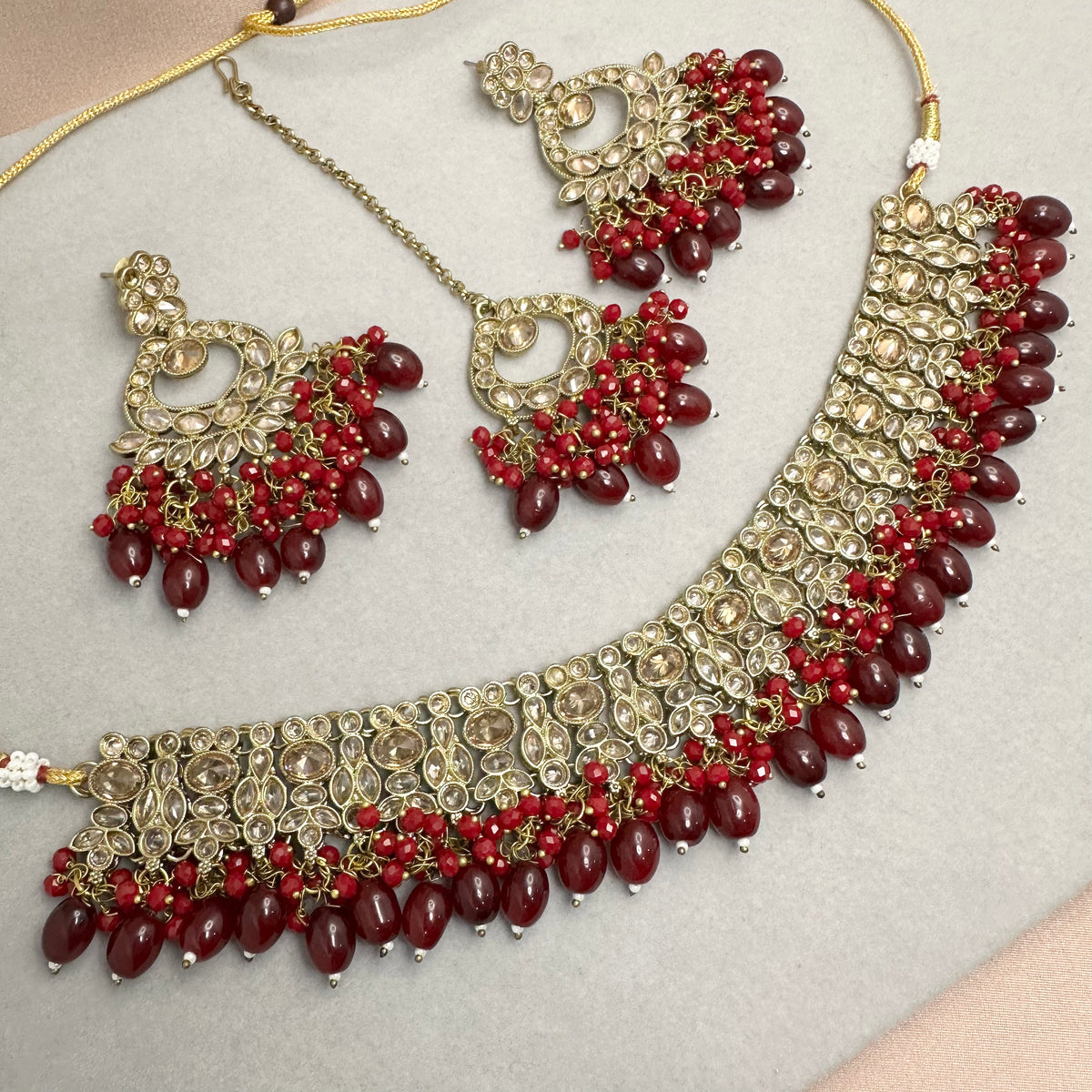 Red Kundan Necklace Set