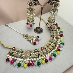 Multi Colour Kundan Necklace Set