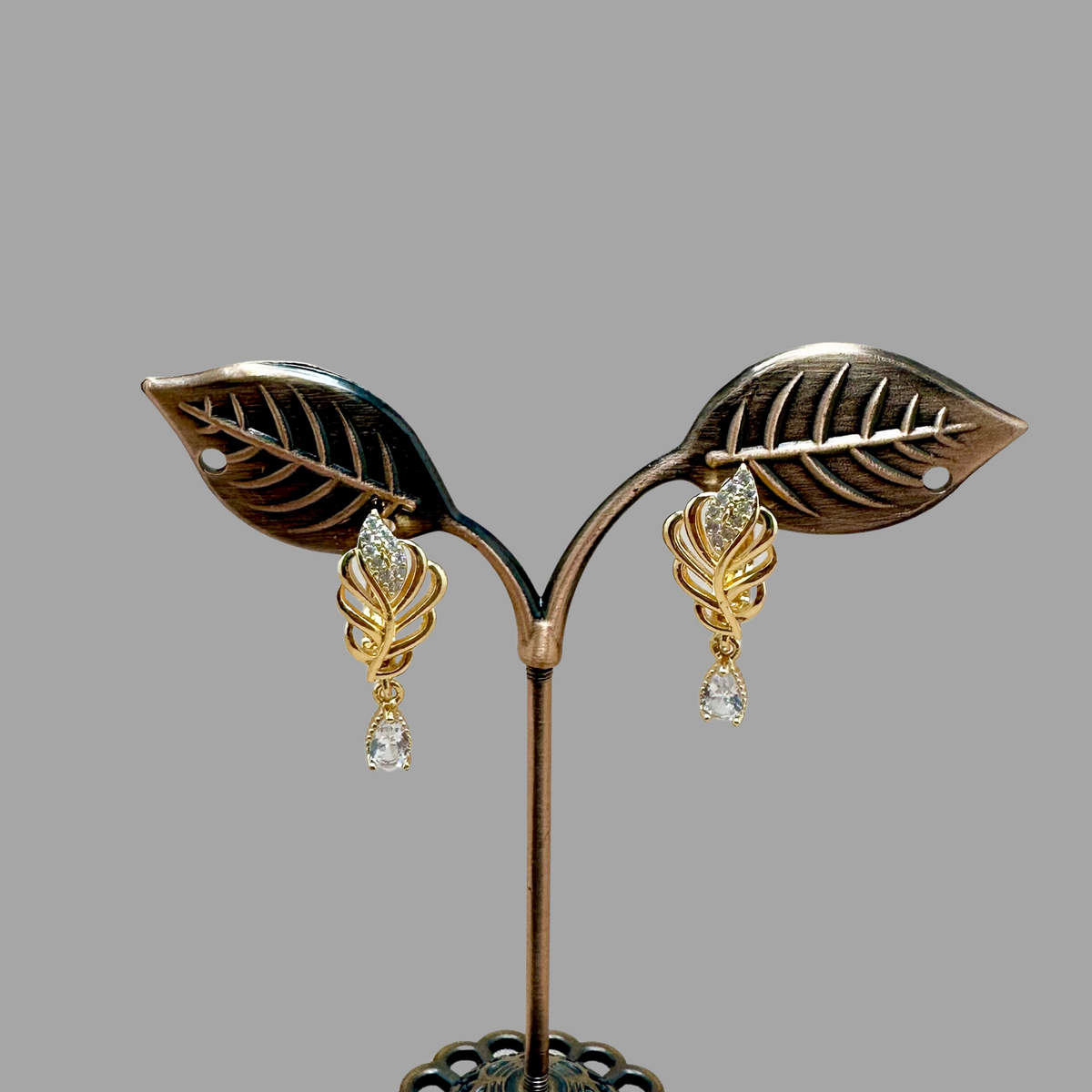 Rapunzel Gold Plated Leaf Earrings