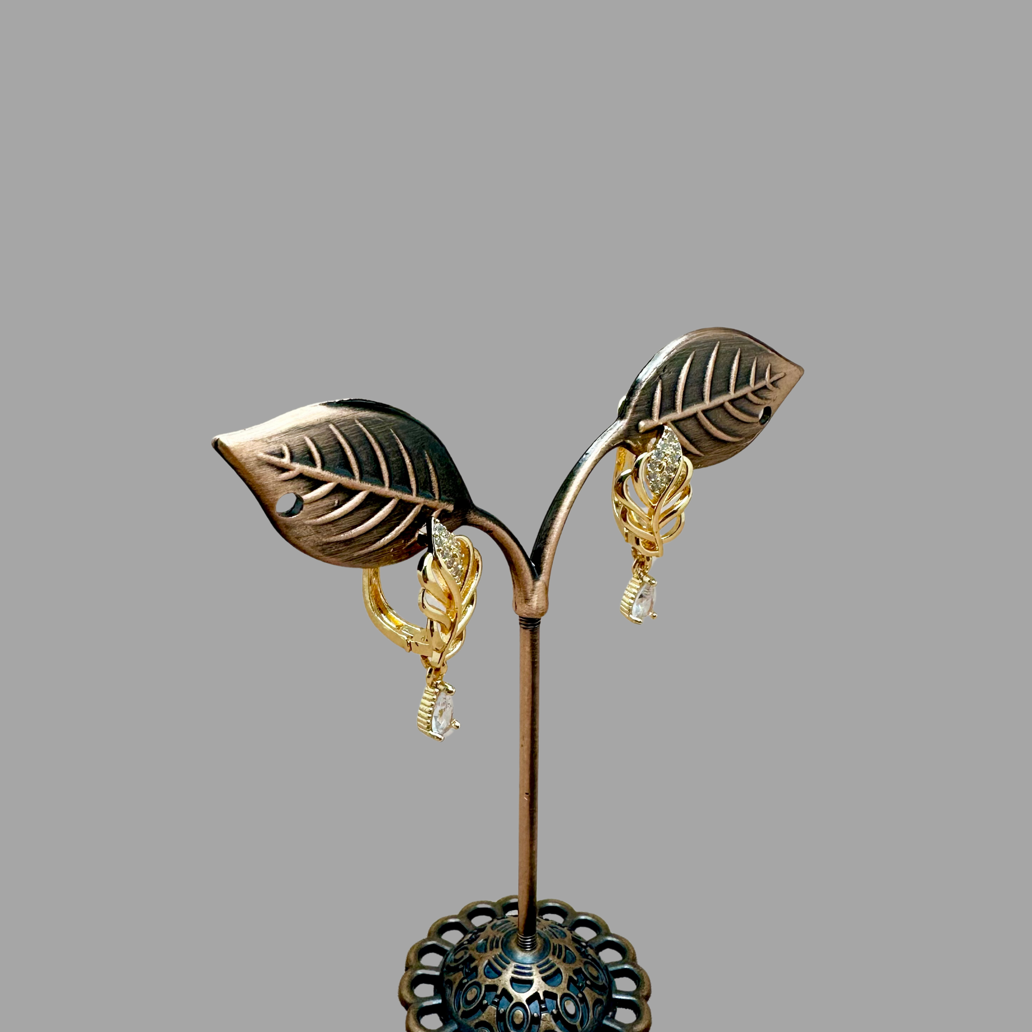 Rapunzel Gold Plated Leaf Earrings