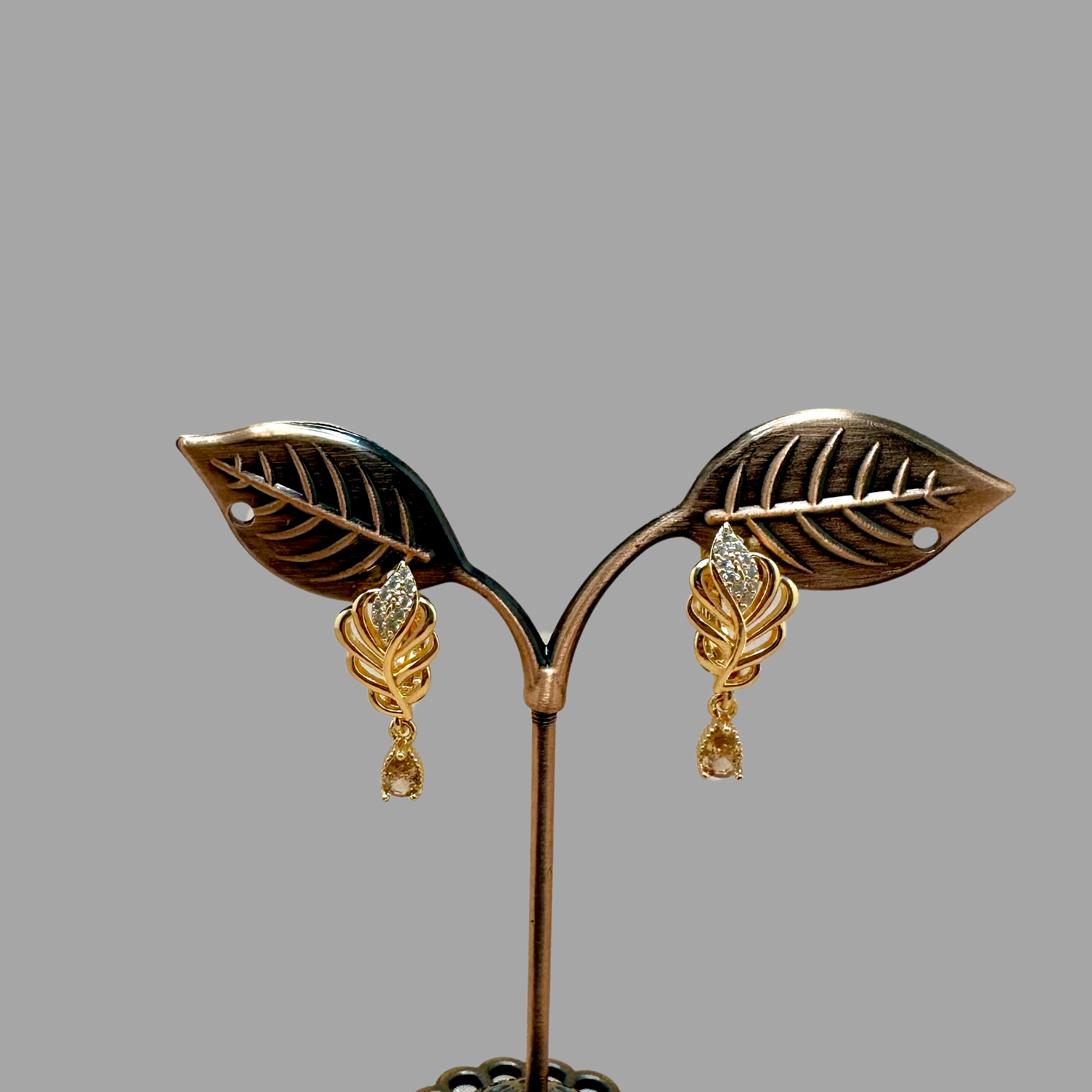 Rapunzel Gold Plated Leaf Earrings